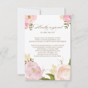 Romantische Waterverf Bloemen Bruiloft RSVP Kaart 