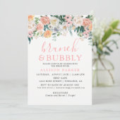 Romantische Waterverf Bloemen Brunch & Bubbels Kaa Kaart (Staand voorkant)