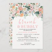 Romantische Waterverf Bloemen Brunch & Bubbels Kaa Kaart (Voorkant / Achterkant)