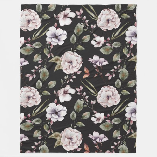 Romantische waterverf bloemen fleece deken (Voorkant)