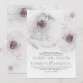 Romantische Waterverf Bloemen Grijze en Roze bruil Kaart (Voorkant / Achterkant)