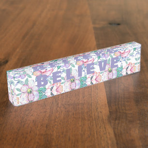 Romantische waterverf bloemen handverfontwerp naambordje