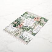 Romantische Waterverf Bloemen Huwelijksuitnodiging Folie Uitnodiging (Gedraaid)