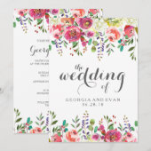 Romantische Waterverf Bloemen Huwelijksuitnodiging Kaart (Voorkant / Achterkant)