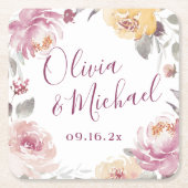 Romantische waterverf bloemen kartonnen onderzetters (Voorkant)