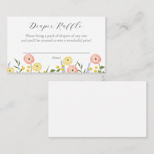 Romantische Waterverf Bloemen Luier Raffle Informatiekaartje (Voorkant / Achterkant)