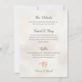 Romantische waterverf bloemen met roze rozen bruil kaart (Achterkant)