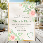 Romantische waterverf bloemen met roze rozen bruil kaart