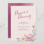 Romantische waterverf bloemen ontvangst kaart (Voorkant / Achterkant)