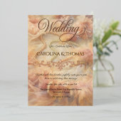 Romantische Waterverf Bloemen Parels Veren Trouwen Folie Uitnodiging (Staand Voorkant)