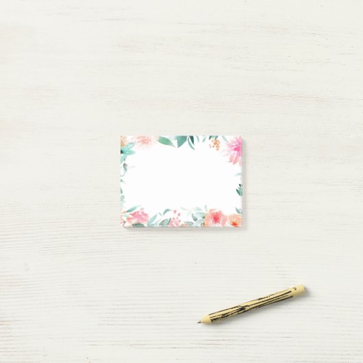 romantische waterverf bloemen post-it® notes (Op bureau)