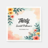 Romantische Waterverf Bloemen Zomer 30e Verjaardag Servet (Voorkant)