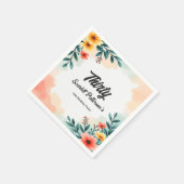 Romantische Waterverf Bloemen Zomer 30e Verjaardag Servet (Hoek)