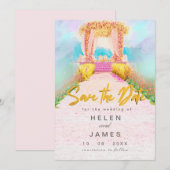 Romantische Waterverf Bloemenboog Save the Date (Voorkant / Achterkant)
