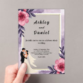 Romantische Waterverf Bloemenbruid en bruidegom br Acryl Uitnodigingen (Insitu (Draagbaar))