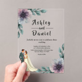 Romantische Waterverf Bloemenbruid en bruidegom br Acryl Uitnodigingen (Insitu (Draagbaar))