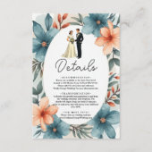 Romantische Waterverf Bloemenbruid en bruidegom br Informatiekaartje (Voorkant)