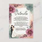 Romantische Waterverf Bloemenbruid en bruidegom br Informatiekaartje (Voorkant)