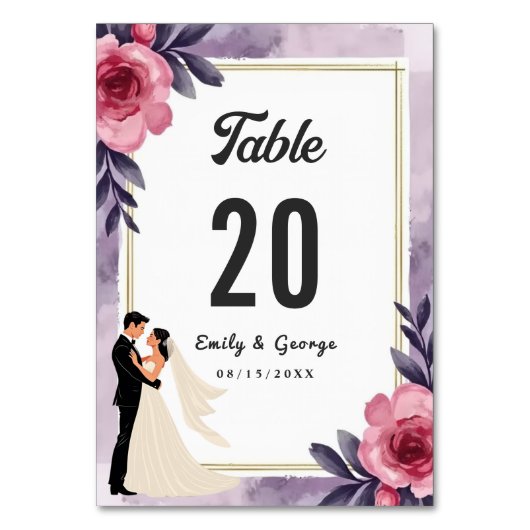 Romantische Waterverf Bloemenbruid en bruidegom br Kaart (Voorkant)