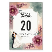 Romantische Waterverf Bloemenbruid en bruidegom br Kaart (Achterkant)