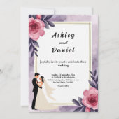 Romantische Waterverf Bloemenbruid en bruidegom br Kaart (Voorkant)