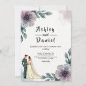 Romantische Waterverf Bloemenbruid en bruidegom br Kaart (Voorkant)