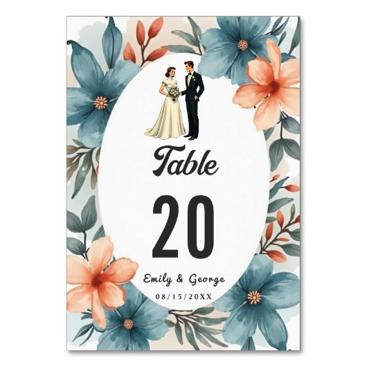 Romantische Waterverf Bloemenbruid en bruidegom br Kaart (Achterkant)