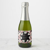 Romantische Waterverf bloemenbruiloft dank u mini Sparkling Wijnetiket (Voorkant)