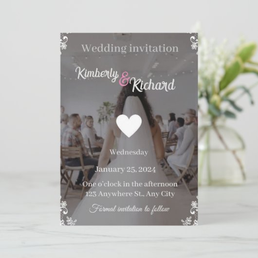 Romantische Waterverf Bloemenbruiloft Uitnodiging" Kaart (Staand voorkant)