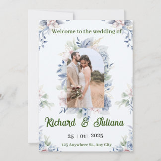 Romantische Waterverf Bloemenbruiloft Uitnodiging" Kaart