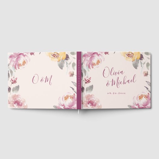 Romantische waterverf bloementeelt gastenboek (Volledig)