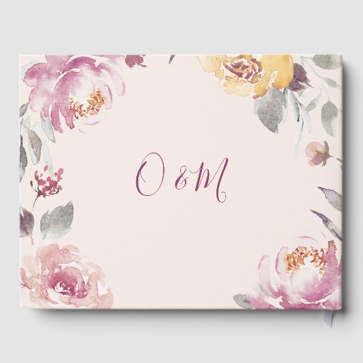 Romantische waterverf bloementeelt gastenboek (Achterkant)