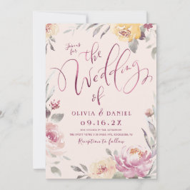 Romantische waterverf bloementeelt kaart