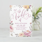 Romantische waterverf bloementeelt kaart (Staand voorkant)