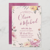 Romantische waterverf bloementeelt kaart (Voorkant / Achterkant)