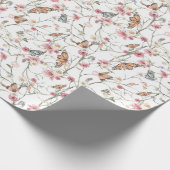 Romantische Waterverf bloementuin en vlinders Cadeaupapier (Hoek)