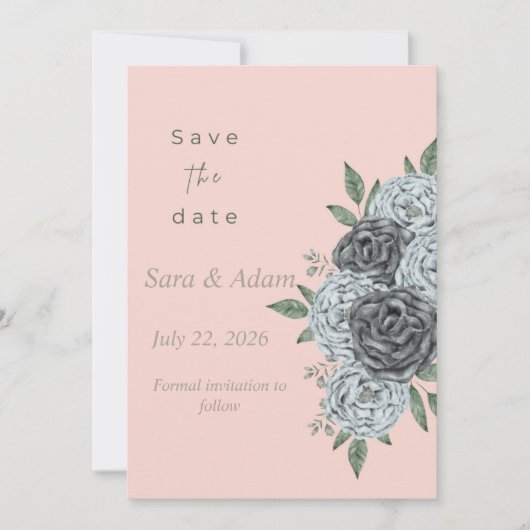 Romantische Waterverf Bloemige Bewaar de Datum Save The Date (Voorkant)