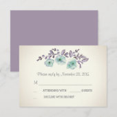 Romantische waterverf bloesems RSVP kaarten (Voorkant / Achterkant)