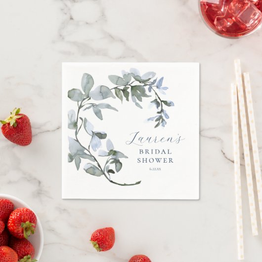 Romantische Waterverf Blue Floral Vrijgezellenfees Servet (Insitu)