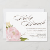 Romantische Waterverf Blush Pink Peony Baby Brunch Kaart (Voorkant)