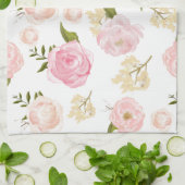 Romantische Waterverf Blush Pioenen Bloemenpatroon Theedoek (Gevouwen)