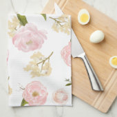 Romantische Waterverf Blush Pioenen Bloemenpatroon Theedoek (Quarter Fold)