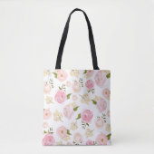 Romantische Waterverf Blush Pioenen Bloemenpatroon Tote Bag (Voorkant)