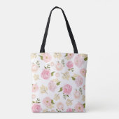 Romantische Waterverf Blush Pioenen Bloemenpatroon Tote Bag (Achterkant)