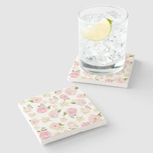 Romantische Waterverf Blush Pioenen Floral Pattern Stenen Onderzetter