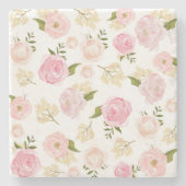 Romantische Waterverf Blush Pioenen Floral Pattern Stenen Onderzetter (Voorkant)