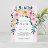 Romantische Waterverf Blush Roses Wedding Kaart (Staand voorkant)