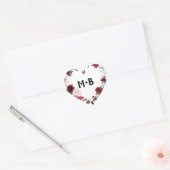 Romantische waterverf bordeauxrood blozende roos b hart sticker (Envelop)