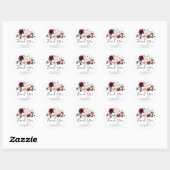 Romantische waterverf bordeauxrood blozende roos b ronde sticker (Vel)