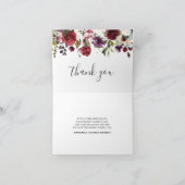 Romantische waterverf bordeauxrood marine roos blo bedankkaart (Binnen)